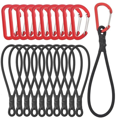 GGXZHT 10 Pezzi Corde Elastiche con Moschettone, 20cm Corda Elastica per Teloni, Ganci Elastici Tenditori Gomma per Fissare Teloni e Tende