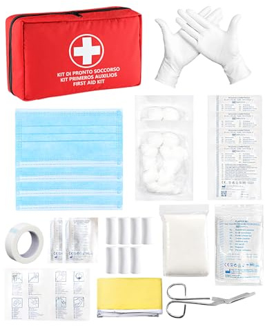 HW CASA Kleines Erste-Hilfe-Set 42-teilig, tragbares Erste-Hilfe-Set Trekking mit einem Gesamtgewicht von 360 g, komplettes Erste-Hilfe-Set, geeignet für Familien, kurze Reisen und Camping