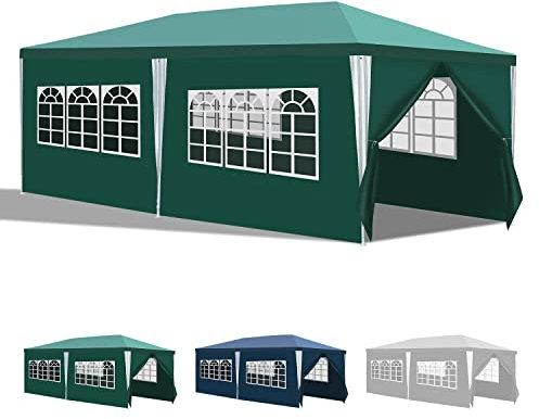 Eikuavons Pavillon Wasserdicht 3x6m,Gartenzelt mit 4 Seitenteilen grün,Partyzelt UV-Schutz, Gartenpavillon für Garten Kindergeburtstag Markt Camping