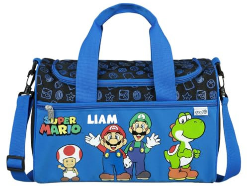 Undercover Sporttasche Kinder Super Mario - Personalisiert mit Namen - Kleine Reisetasche Weekender Bag Jungen