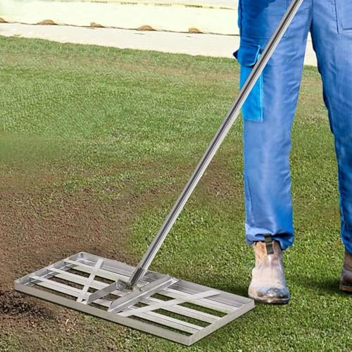 Gardena Levelingrake - Rastrillo de nivelación de césped profesional (85 x 35 cm, acero inoxidable V2A, mango de 2 m, herramienta de césped para jardín, patio trasero, campo de golf)