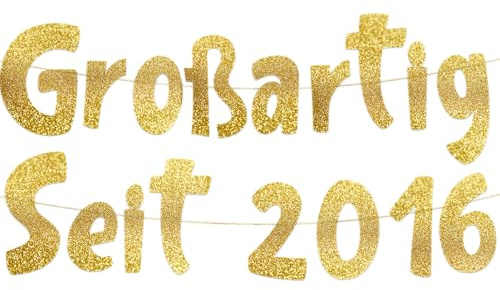 10. Geburtstag Deko Großartig Seit 2016 Gold Glitzer Girlande | Lustige Geburtstagsdeko | Happy Birthday Girlande | Kindergeburtstag Mädchen & Jungen | Wimpelkette | Fotohintergrund