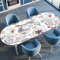 Highdi 3D Mantel Oval con Bordes Elástica, Mantel Mesa Oval Ajustable y Antimanchas Protector de Mesas Oval para Jardín Exterior Comedor Cocina (Paisley 3,91x152cm)