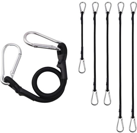 FOGAWA Lot de 6 Tendeurs Elastique 30/60/80cm avec Mousquetons, Cordon Élastique Robuste, Tendeurs Elastique avec Crochets, pour Camping, bâches, Porte-vélos, Tente, Voiture et Motos