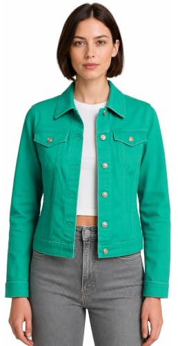 AMARA REYA Women's Stretch Cotton Lightweight Casual Denim Jacket | Long Sleeve Button Fasten Classic Collar Multi-Pocket