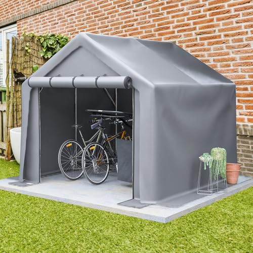 Fahrradgarage wetterfest, 244x241x217cm Geräteschuppen Gerätezelt, Fahrradgarage Fahrradschuppen mit UV-Schutz, Zeltgarage Winterfest für Regenschutz Terrasse Motorrad Garage Gartenhaus