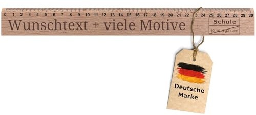 Holz Lineal 30 cm groß, Holzlineal mit Namen, Spruch und Gravur, personalisiert für Kinder, Grundschule, Geschenk, viele Motive - Geschenkidee von Geschenkissimo