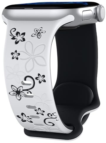 Jrkvniv Due Toni Fiori Cinturino Silicone Braccialetti per Apple Watch | Armband per Apple Watch 38mm 40mm 41mm 42mm 44mm 45mm 49mm,Band Morbido per iWatch Series 11 10 9 8 7 6 5 4 3 2 1 SE Ultra