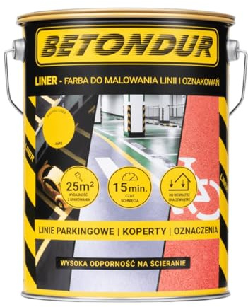 Betondur LINER Acrylfarbe High Solid 5L Gelb – Industrielle Markierungsfarbe für Außen- & Innenbereiche, Hohe Deckkraft & Haltbarkeit