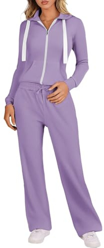 Fulidngzg Tuta Donna Sportiva Autunno Invernale 2 Pezzi Set Felpa con Zip a Cappuccio e Pantaloni Tuta Larghi Tute da Ginnastica Ragazza Elegante Completo Sportivo Curvy Casual Y2K per Palestra Casa