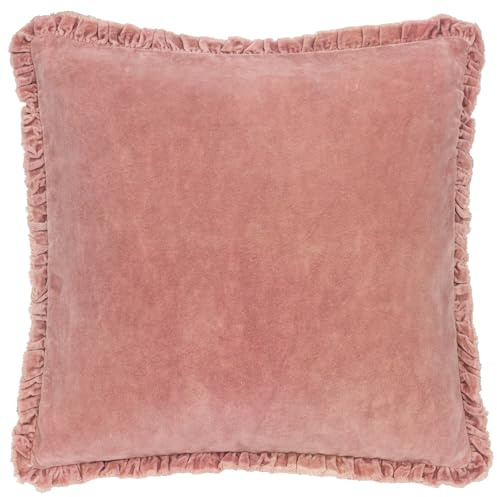 Yard Bertie Washed Velvet Feather Filled Cushion (Rosewood, 45 x 45 cm) | Soft Velvet Relaxed Style Decorative Pillow