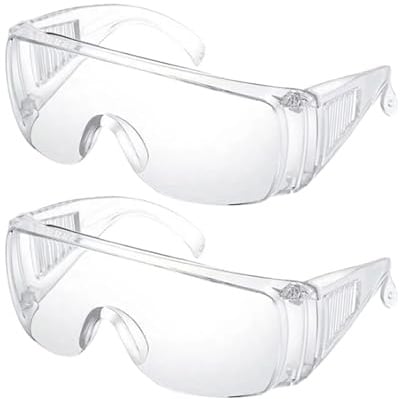 AJKQNMA Schutzbrille Arbeitsschutzbrille, 2 Stück Sicherheitsbrille Transparent, Antibeschlag & bruchsicher, ANSI Z87.1&EN 166 UV-beständig, kratzfest für Brillenträger Labor Chemie Schutzbrille