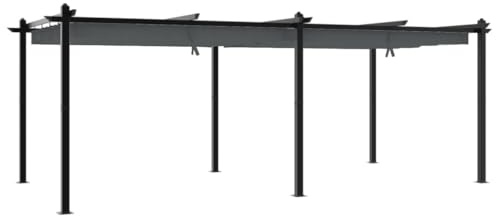 Qnhdfrt Cenador de jardín de 3 x 6 m con techo extensible, pérgola de aluminio, para jardín y terraza, marco robusto, antracita, 600 x 300 x 220 cm