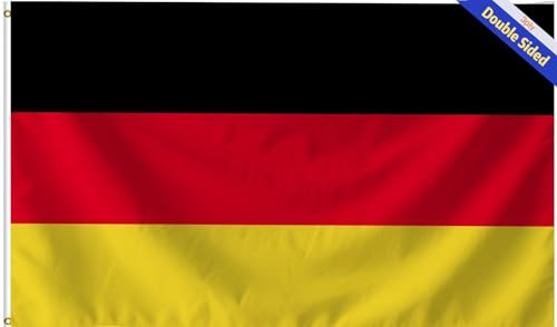 Zweisidig Drei schichten Deutschland Schiff Flagge 30X45CM,220D Deutschland Fahne,lebendige Farbe,doppelt genäht, Digitaldruck, mit Messingösen für Garten Innen- Außenbereich (Germany, Schiff)
