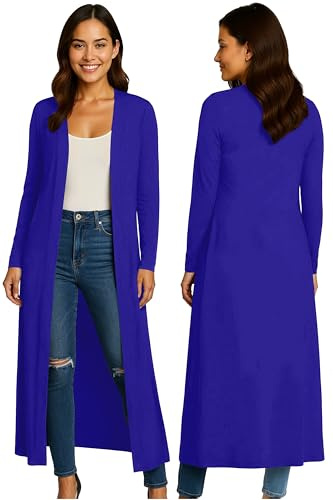 Re Tech UK Ladies Womens Maxi Plus Size Long Cardigans for Women UK Collared Top Long Full Sleeve Floaty Women's Cardigans Coatigans Sizes 8-26