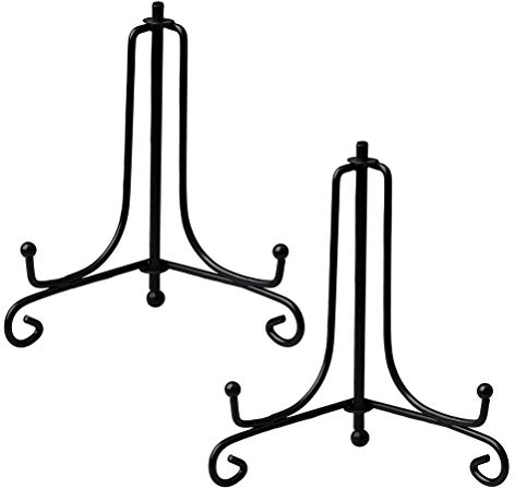 Deolven Eisen Tellerständer,2 Pack 4 Zoll Schwarz Metall Tellerständer Eisen Staffelei Display Ständer Tellerhalter Aufsteller für Schüssel Teller für Heimtextilien