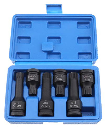 YINETTECH 6pcs Kit de Douilles à Entraînement Individuel Impact M14 M16 M18 Triple Carré Métrique