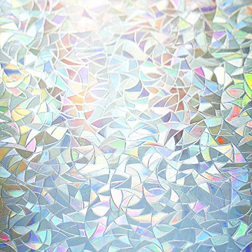WAENLIR 3D Regenbogen Fensterfolie Ohne Klebstoffe Sichtschutzfolie Anti UV Regenbogeneffekt Dekorfolie 44.5cm x 200cm