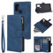 QLTYPRI Hülle für Samsung Galaxy A21S, Premium Leder Handyhülle mit Große Kapazität 6 Kartenfach & 1 Reißverschluss Tasche Ständer Schutzhülle für Samsung Galaxy A21S - Blau