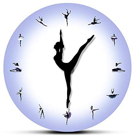 yuandd Orologio da parete ballerina viola con lancette dell'orologio da ballo Moderno minimalista Elegante camera da letto per ragazza Camera da letto silenzioso Orologio (senza cornice)