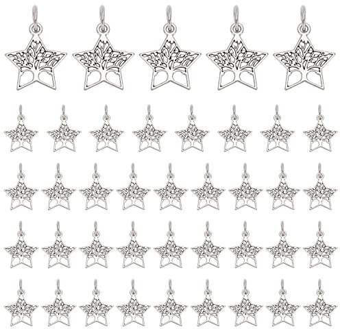PH PandaHall 40 pz Ciondoli Albero Della Vita Ciondoli Stella Perline In Lega Tibetana con Ciondolo Albero per Bomboniere di Natale Braccialetti Fai Da Te Collana Gioielli Ornamenti Appesi Decorazioni