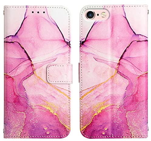 LEMAXELERS iPhone SE 2020 / iPhone 8/7 Phone Case iPhone SE 2020 Cover,Glitter Bling Marble PU Leather Flip Wallet Case Magnetic Stand Card Slot Folio Bumper Case for iPhone 8,YB2 Marble Pink Zi