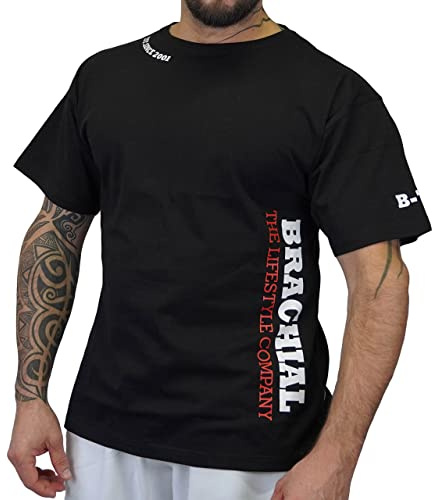 Brachial Premium Herren T-Shirt Gym Loose-Fit Schwarz/Weiß S - für Freizeit Bodybuilding Workout Gym Kraftsport Fitness