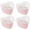 Sizikato Heart-Shaped Pink Porcelain Souffle Dishes, Ramekins - 3.5 Inches for Souffle, Creme Brulee and Dipping Sauces - Set of 4