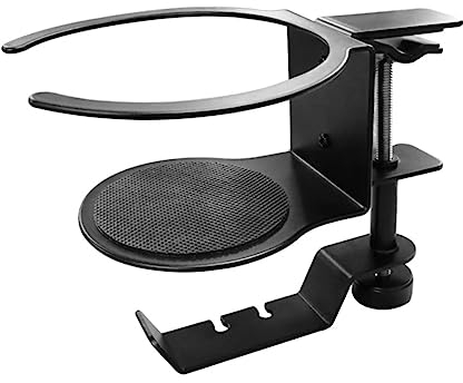 Yunseity 2-in-1-Kopfhörerständer, Getränkehalter, Getränkehalter mit Kopfhöreraufhänger Unter Dem Schreibtisch, Kopfhörerhalter aus Aluminiumlegierung mit 360°-Drehung, für Kopfhörer und Getränke