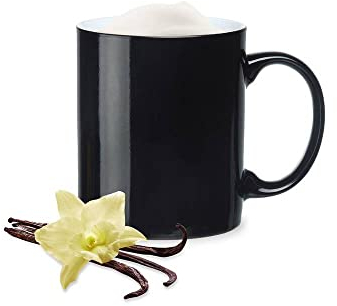 Konzept 11 - Kaffeebecher 300ml Set 4 Stk., Schwarz, Teebecher aus Keramik, Trinkbecher Set für Coffee, Tee, Große Tassen, Spülmaschinenfest