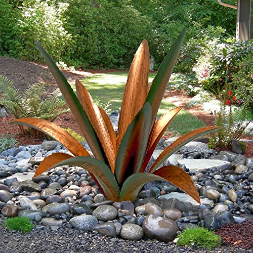 clyqyy DIY Metall Agave Pflanze Kunst Hof Tequila Kunst Skulptur, Tequila Rustikale Gartenskulptur Statue Outdoor Dekor, Agave Metallpflanzen für Hof, Garten Rasen Ornamente (12 Blätter - grün)