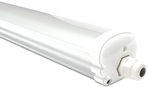 HOFTRONIC - Regleta LED 120 cm - IP65 Impermeable - 36W 4320 Lúmenes - 4000K Blanco Neutro - Conectable - IK07 - Fluorescente - Lámpara de Sótano - Lineal Para Cuartos Húmedos