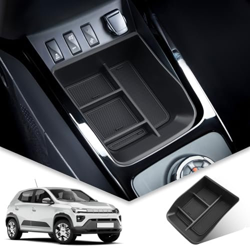 BIBIBO Mittelkonsole Aufbewahrungsbox für Dacia Spring Electric EV 2021-2024, Organizer mit Rutschfestermatte, Handschuhfach, Mittelarmlehne, Konsolenschalen Armlehnen, Auto Armlehnenablage Zubehör