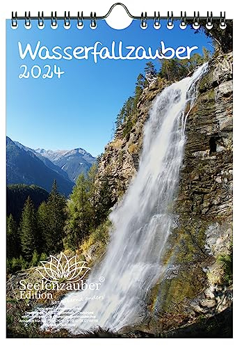 Wasserfallzauber DIN A5 Wandkalender für 2024 Wasserfälle und Kaskaden - Geschenkset Inhalt: 1x Kalender, 1x Weihnachtskarte (insgesamt 2 Teile)