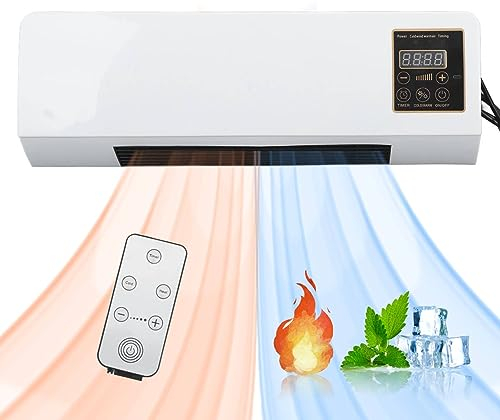 Yctze Aire Acondicionado, Aire Acondicionado Portátil con Calentador de Calor Aire Acondicionado Portátil Montado en la Pared Ventilador Caliente con Control Remoto Enchufe de la UE (Yctzefreyv674dt)