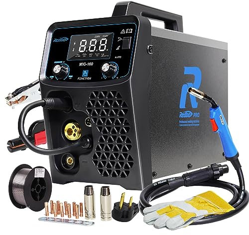 Redbo 110/220V Dual Voltage 160Amp Potente saldatore MIG, Gas MIG/Gasless Flux Core MIG/Stick/Lift TIG/Spool Gun 5 in 1 Saldatrice Multiprocesso, Saldatrice MIG con display digitale LED Saldatura