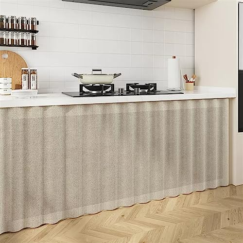 LIVEINU Schrankvorhänge für Küche, Kleiderschrank, Badezimmer, Privatsphäre Gardine, Staubdichter Vorhang für Regale, hängende Tür, Japanische Noren Selbstklebend, Beigegrau, 120x80cm