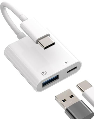 Adaptador USB C a USB 3.0 de enchufe (2 en 1), conector de carga tipo C, accesorio OTG, adaptador de carga, conector Thunderbolt jack, cargador rápido compatible con Samsung Tab Lite MacBook tp