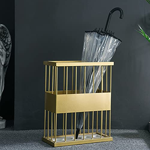 SSLW Goldfarbener Rechteckiger Schirmhalter Aus Metall, Kommerzieller Schirmständer Aus Metall Mit Abtropfschale Und Rutschfesten Pads, Home-Office-Organizer Für Büro-Wohndekoration Mit Abtropfschale