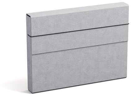 BIGSO OLOF A4 Mappe mit Gummiband – Aktenmappe aus Faserplatte und Papier in Leinenoptik – extra geräumige Sammelmappe für Dokumente, Akten, Unterlagen usw. – hellgrau