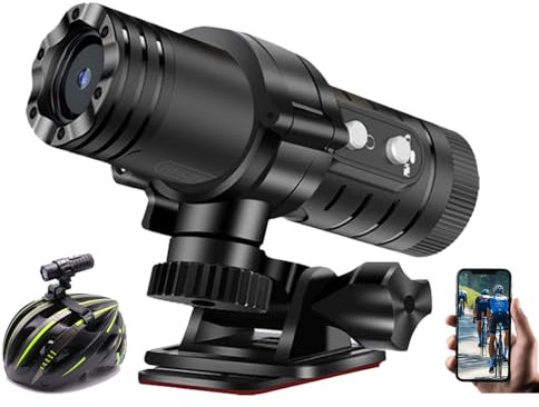 Winnes Cycle Motorbike Helmet Camera HD 1080p Sports Action Camera Outdoor Riding Helmet Recorder Anti-Shake Water-Resistant HD Fishing Camera Loop recording WIFI APP Real-time Connection