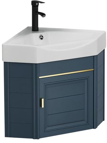 Generic Lavabo de salle de bain, montage d'angle, petit lavabo de toilette, lavabo, 38 cm, céramique, support mural, style moderne
