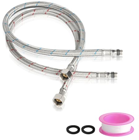 JOCAHULFX 2 Pièces Tuyaux de Raccordement Flexibles Robinets g3/8 - m10-60cm, Rallonge de Tuyau Flexible 12/17 (3/8'), Tressé Acier Inoxydable Rallonge Lavabo Tubes pour Cuisine Salle de Bain