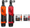 Lucn Red 500Nm Electric Cordless Right Ratchet 3/8'' 90 Angle Wrench Power 2 Battery Kit