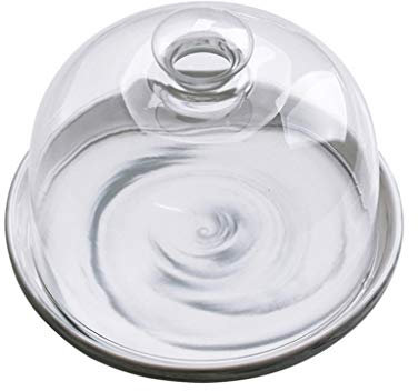 Marble Textured Pastry Plates,Cheese Plate Covers Ceramic Tray Glass Sandwich Sushi Dome Cheese Dome Lid Cover Cake Stands (Tray 10inches)