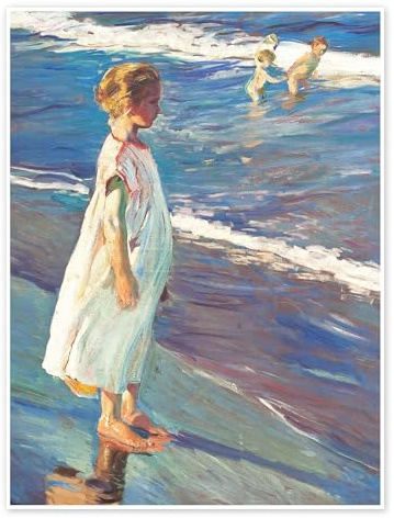 Petite fille Poster de Joaquín Sorolla y Bastida 13 x 18 cm Bleu Tableaux Décoration murale