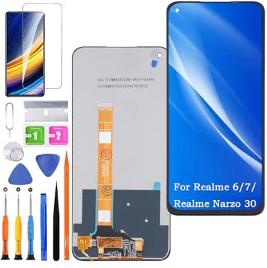 HLYGZX Screen Replacement for Realme 6/7 LCD Display,for Realme Narzo 30 Display Touch Screen Digitizer Assembly Repair Parts with Kit
