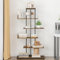 Rebongki Bookcase, 6 Tier Tall Bookshelf with Open Storage Shelf,Industrial Shelving Display Storage Unit,Ladder Shelf,Plant Shelf,Corner Bookcase for Living Room, Home Office,Bedroom,Rustic Brown