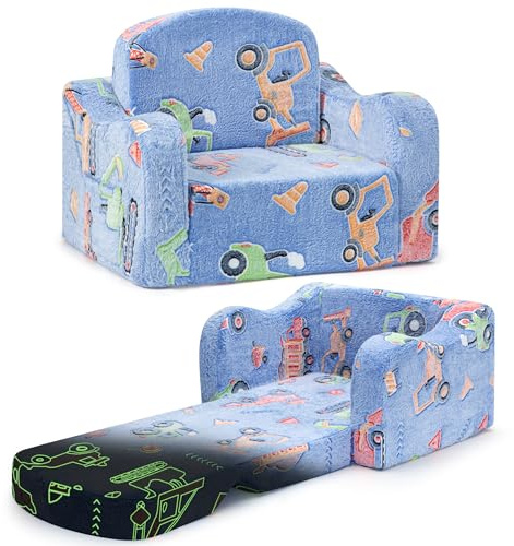 aodisman Thick Comfy Toddler Chair and Couch for Kids,2-in-1 Soft Plush Fold Out Sofa for Children,Convertible Couch to Lounger for Toddler
