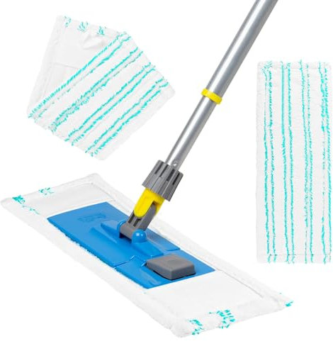 TNOMSNO Serpillères de Rechange, 3 Pcs Serpillères en Microfibre pour Balai Lave-Sol Housse de Nettoyage de Rechange La Tête de Ménage de Vadrouille, 44x15cm en Microfibre pour Tous Les Types de Sols